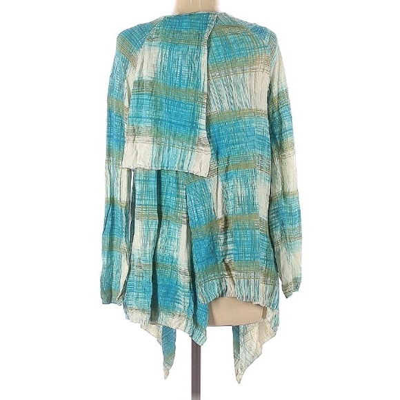 Anthropologie tier layer open front cardigan medium women’s blue green women’s - Picture 2 of 6